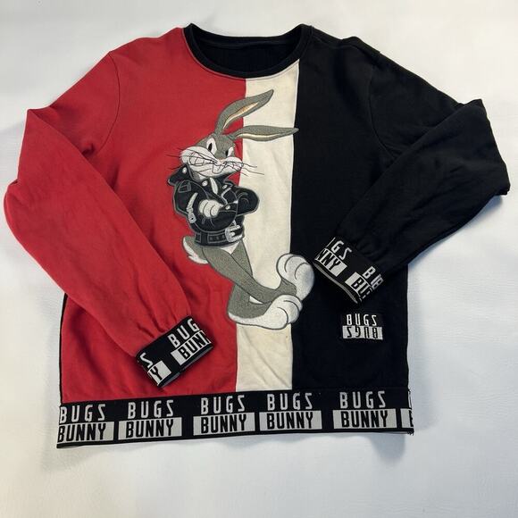 Vintage Looney Tunes Bugs Bunny Embroidered Streetwear Sweatshirt Size S - Picture 1 of 13